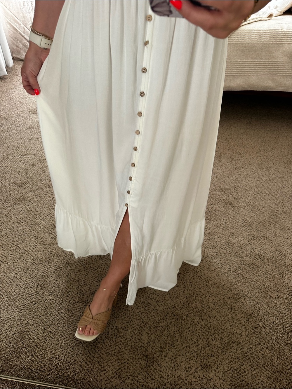 | vici • white flowy button down maxi dress • large | - Picture 5 of 8